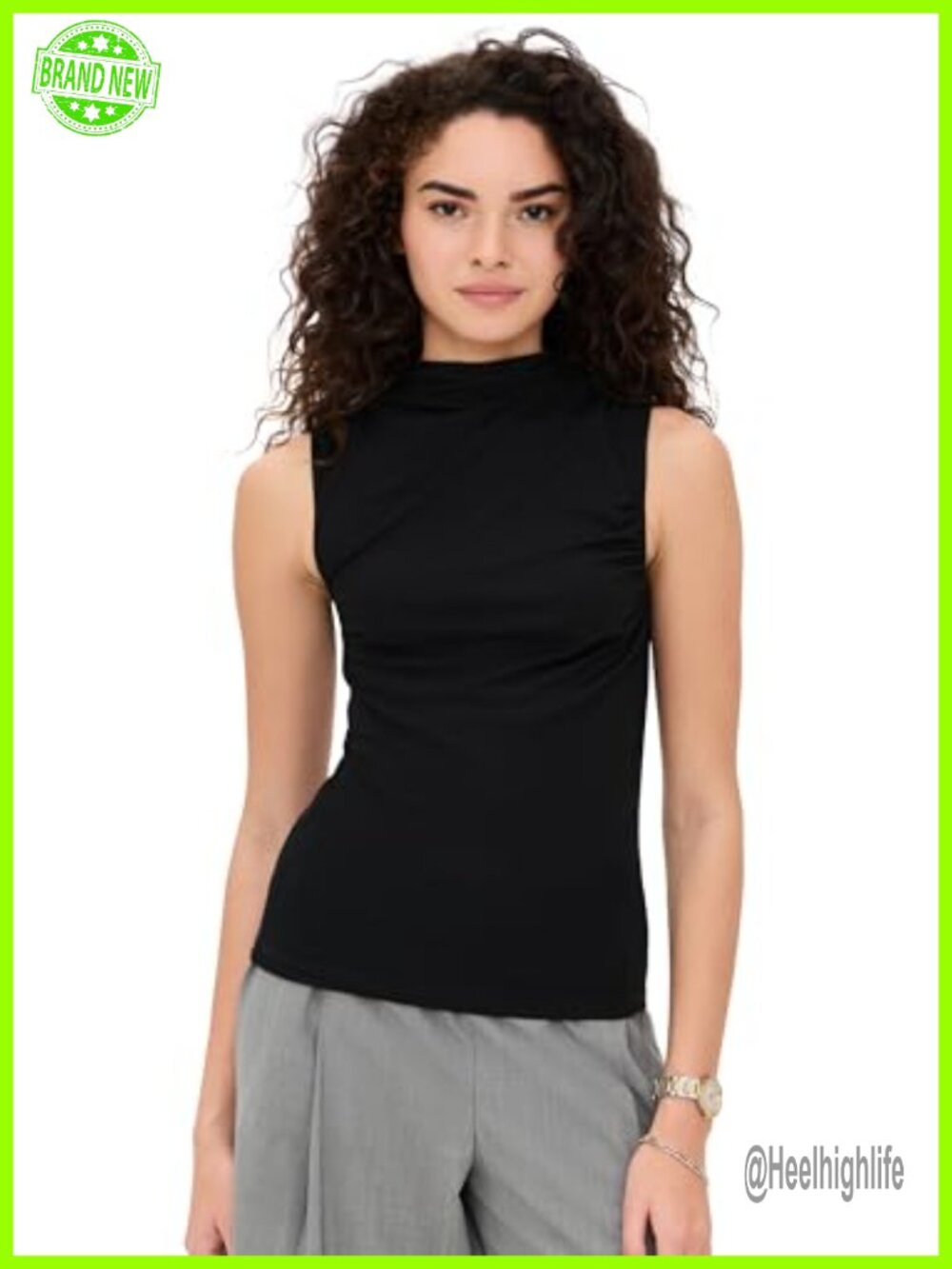 Theory Subtle Drape Top Sleeveless Collarless Button Down Tunic